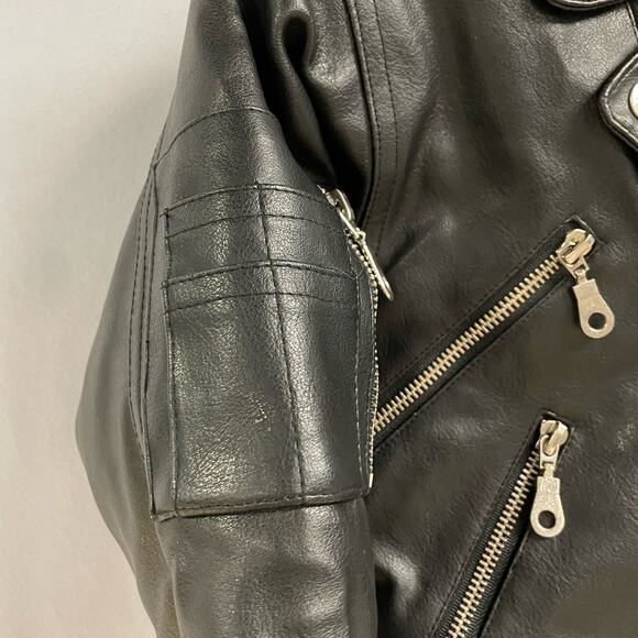 HARLEY DAVIDSON Child Motorcycle Leather Jacket Size 6 Black Zipper Pockets - Picture 4 of 12